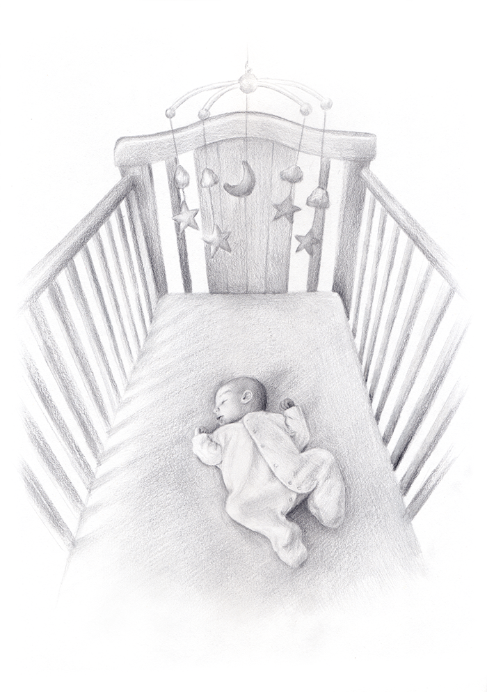 Baby Sleeping in Crib Illustration