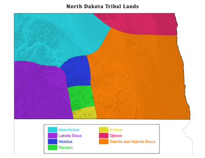 Map of historical tribal lands in North Dakota