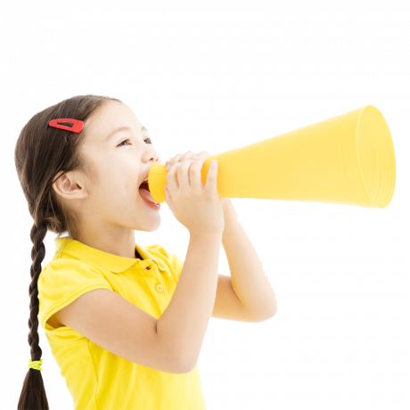 Healthy child with megaphone
