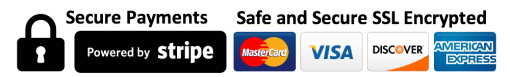 Payments by credit card are processed securely by Stripe; please enter a valid Visa, Mastercard, American Express, or Discover card