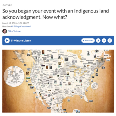 Screenshot of NPR Article on Land Acknowledgement