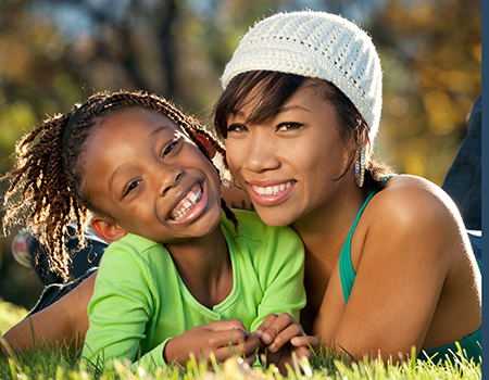 healthy young child with mother