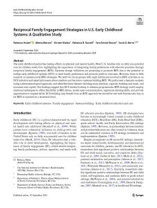 first page of the publication "Reciprocal Family Engagement Strategies in U.S. Early Childhood Systems: A Qualitative Study" by Huber, et al