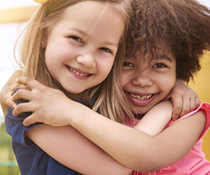 Healthy children hugging