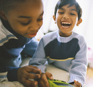 healthy children playing